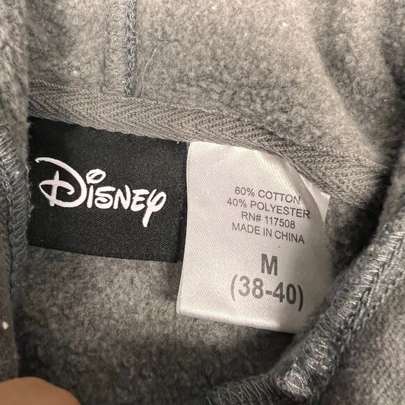 Disney Mickey Mouse Hoodie Mens Medium Gray Speckle Hooded Fleece Pullover - Picture 4 of 7